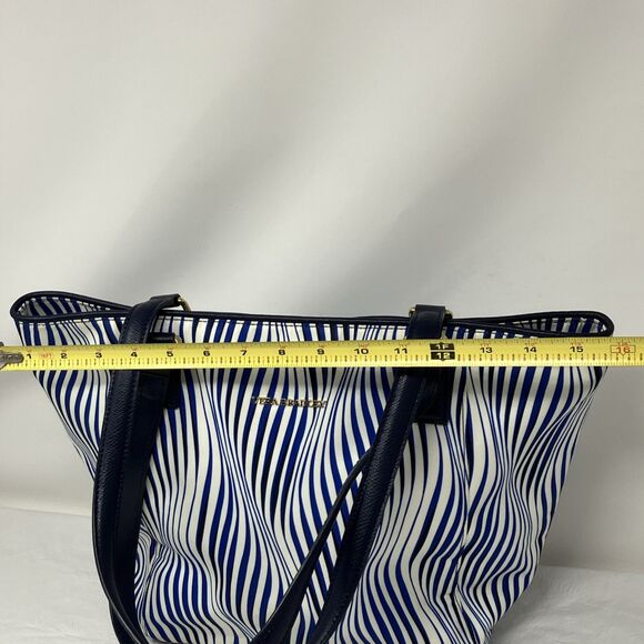 Vera Bradley Streeterville Tote EUC Shoulder Hangbag Medium Blue White Striped - Picture 3 of 14